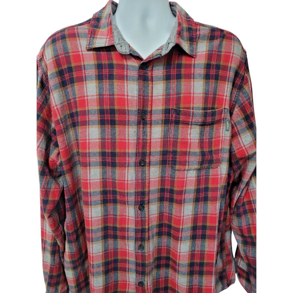 Eddie Bauer Men XXL Plaid Heavy Button-Up Shirt Long Sleeve Work Street Wear Red